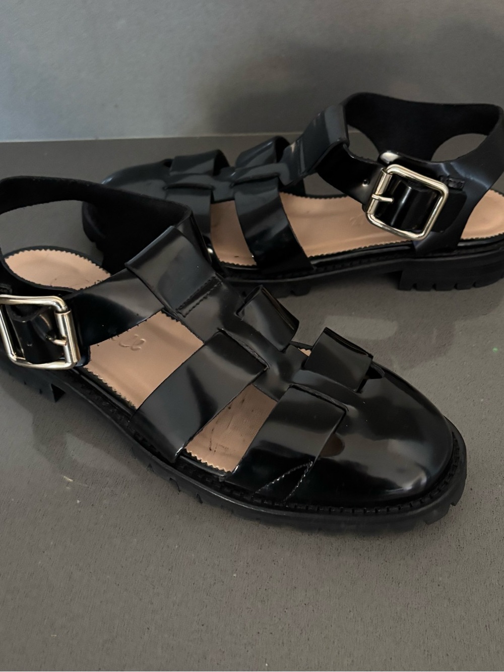 J. Crew Fisherman Lug Sole Sandals Black